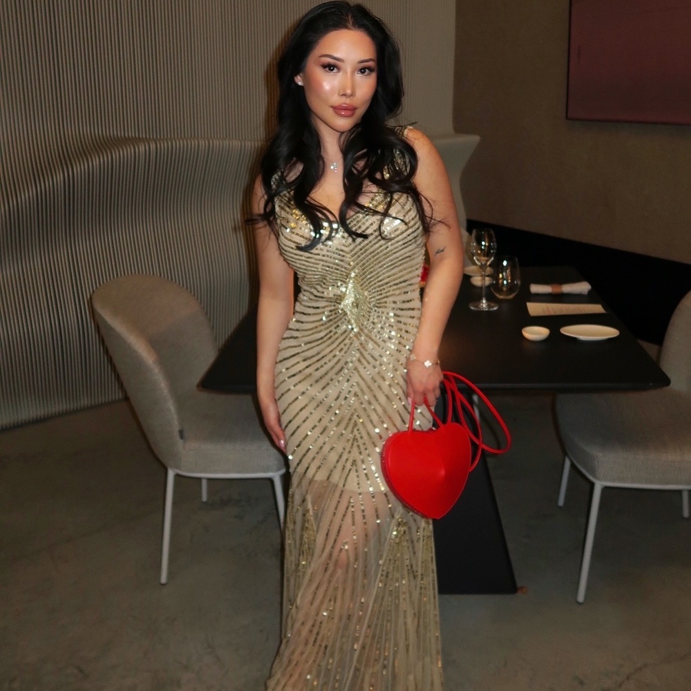 Gold Sequin Embellished Maxi Dress